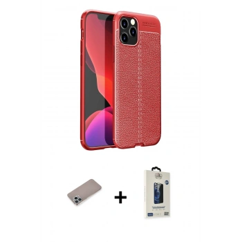 MARSİLYAN™- iPhone 12 Pro Max Kılıf Doruk Klasik Özel Seri - Siyah Bilvis Hayalet Cam Ekran Koruyucu + Shine Kamera Lens Koruma Cam - SABE