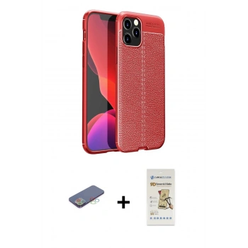 MARSİLYAN™- iPhone 12 Pro Max Kılıf Doruk Klasik Özel Seri - Siyah Mat Seramik Nano Ekran Koruyucu + Renkli Kamera Lens Koruma Cam - MI
