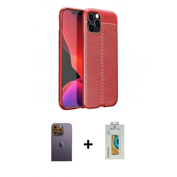 MARSİLYAN™- iPhone 12 Pro Max Kılıf Doruk Klasik Özel Seri - Siyah Polymer Nano Ekran Koruyucu + Neon Fosforlu Kamera Lens - SI