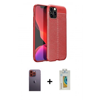 MARSİLYAN™- iPhone 12 Pro Max Kılıf Doruk Klasik Özel Seri - Siyah Polymer Nano Ekran Koruyucu + Neon Fosforlu Kamera Lens - TU