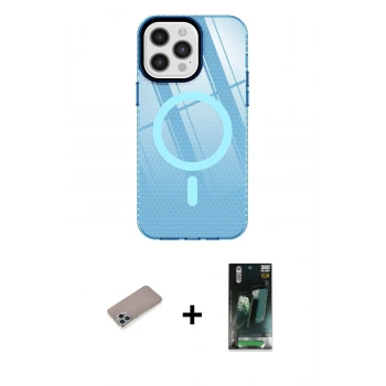 MARSİLYAN™- iPhone 12 Pro Max Kılıf Doruk Prime - Şeffaf 360 Full Body Arka Koruyucu + Shine Kamera Lens Koruma Cam - SABE