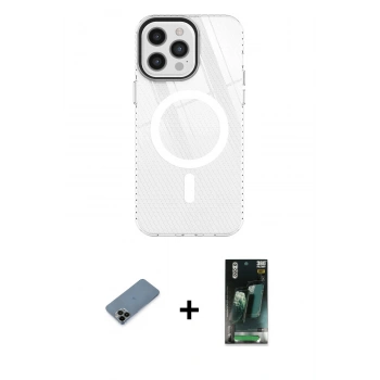 MARSİLYAN™- iPhone 12 Pro Max Kılıf Doruk Prime - Şeffaf 360 Full Body Arka Koruyucu + Shine Kamera Lens Koruma Cam - SH
