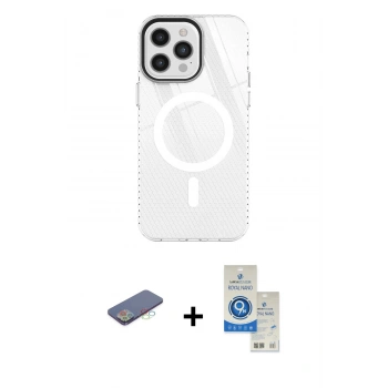 MARSİLYAN™- iPhone 12 Pro Max Kılıf Doruk Prime - Şeffaf Royal Nano Ekran Koruyucu + Renkli Kamera Lens Koruma Cam - MI