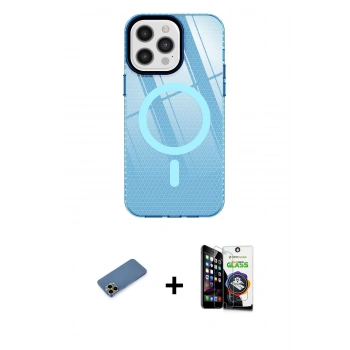 MARSİLYAN™- iPhone 12 Pro Max Kılıf Doruk Prime - Şeffaf Temperli Cam Ekran Koruyucu + Shine Kamera Lens Koruma Cam - GD