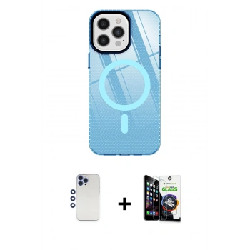 MARSİLYAN™- iPhone 12 Pro Max Kılıf Doruk Prime - Şeffaf Temperli Cam Ekran Koruyucu + Shine Kamera Lens - LT