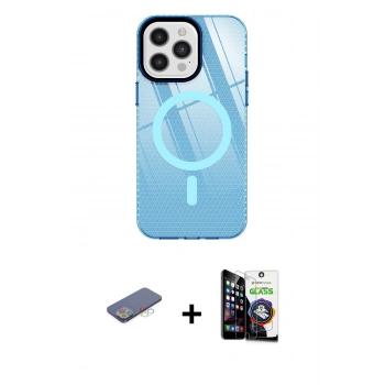 MARSİLYAN™- iPhone 12 Pro Max Kılıf Doruk Prime - Şeffaf Temperli Cam Ekran Koruyucu + Renkli Kamera Lens Koruma Cam - MI