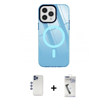 MARSİLYAN™- iPhone 12 Pro Max Kılıf Doruk Prime - Şeffaf Uv Polymer Nano Ekran Koruyucu + Shine Kamera Lens - LT