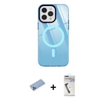 MARSİLYAN™- iPhone 12 Pro Max Kılıf Doruk Prime - Şeffaf Uv Polymer Nano Ekran Koruyucu + Shine Kamera Lens Koruma Cam - MI