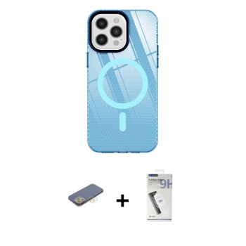 MARSİLYAN™- iPhone 12 Pro Max Kılıf Doruk Prime - Şeffaf Uv Polymer Nano Ekran Koruyucu + Renkli Kamera Lens Koruma Cam - SI