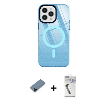 MARSİLYAN™- iPhone 12 Pro Max Kılıf Doruk Prime - Şeffaf Uv Polymer Nano Ekran Koruyucu + Shine Kamera Lens Koruma Cam - SH