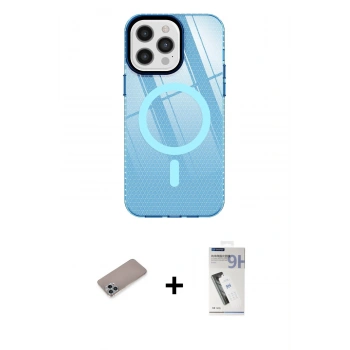 MARSİLYAN™- iPhone 12 Pro Max Kılıf Doruk Prime - Şeffaf Uv Polymer Nano Ekran Koruyucu + Shine Kamera Lens Koruma Cam - SABE