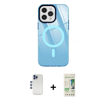MARSİLYAN™- iPhone 12 Pro Max Kılıf Doruk Prime - Siyah 20D Premium Cam Ekran Koruyucu + Shine Kamera Lens - LT