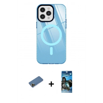 MARSİLYAN™- iPhone 12 Pro Max Kılıf Doruk Prime - Siyah 34D Izgaralı Cam + Shine Kamera Lens Koruma Cam - GD