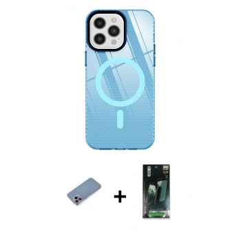 MARSİLYAN™- iPhone 12 Pro Max Kılıf Doruk Prime - Siyah 360 Mat Full Body Arka Koruyucu + Shine Kamera Lens Koruma Cam - PE