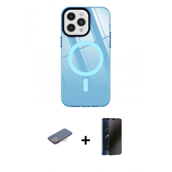 MARSİLYAN™- iPhone 12 Pro Max Kılıf Doruk Prime - Siyah 3D Antistatik Hayalet Cam Ekran Koruyucu + Renkli Kamera Lens Koruma Cam - PE