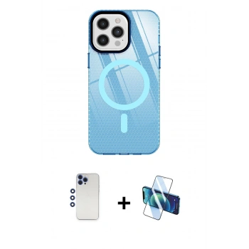MARSİLYAN™- iPhone 12 Pro Max Kılıf Doruk Prime - Siyah 3D Antistatik Seramik Nano Ekran Koruyucu + Shine Kamera Lens - LT