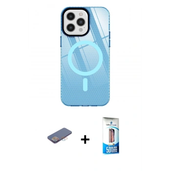 MARSİLYAN™- iPhone 12 Pro Max Kılıf Doruk Prime - Siyah 5D Eko Cam Ekran Koruyucu + Renkli Kamera Lens Koruma Cam - PE