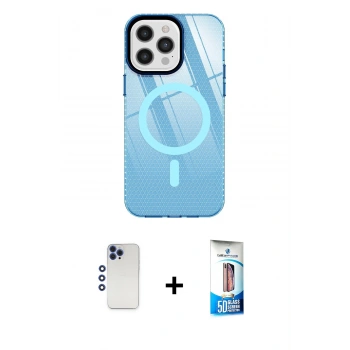 MARSİLYAN™- iPhone 12 Pro Max Kılıf Doruk Prime - Siyah 5D Eko Cam Ekran Koruyucu + Shine Kamera Lens - LT