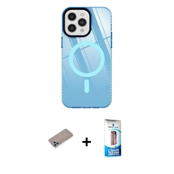 MARSİLYAN™- iPhone 12 Pro Max Kılıf Doruk Prime - Siyah 5D Eko Cam Ekran Koruyucu + Shine Kamera Lens Koruma Cam - SABE