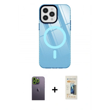 MARSİLYAN™- iPhone 12 Pro Max Kılıf Doruk Prime - Siyah 6D Mat Seramik Hayalet Nano Ekran Koruyucu + Neon Fosforlu Kamera Lens - YL