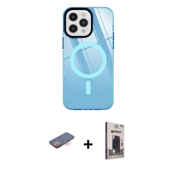 MARSİLYAN™- iPhone 12 Pro Max Kılıf Doruk Prime - Siyah Bilvis Hayalet Cam Ekran Koruyucu + Renkli Kamera Lens Koruma Cam - TU