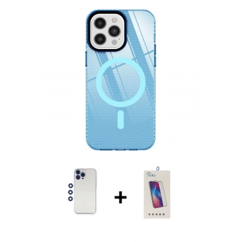MARSİLYAN™- iPhone 12 Pro Max Kılıf Doruk Prime - Siyah Joko 5D Cam + Shine Kamera Lens - LT