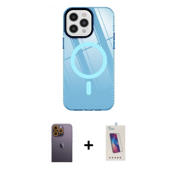 MARSİLYAN™- iPhone 12 Pro Max Kılıf Doruk Prime - Siyah Joko 5D Cam + Neon Fosforlu Kamera Lens - SI