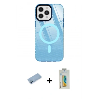 MARSİLYAN™- iPhone 12 Pro Max Kılıf Doruk Prime - Siyah Polymer Nano Ekran Koruyucu + Shine Kamera Lens Koruma Cam - MI