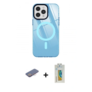 MARSİLYAN™- iPhone 12 Pro Max Kılıf Doruk Prime - Siyah Polymer Nano Ekran Koruyucu + Renkli Kamera Lens Koruma Cam - PE