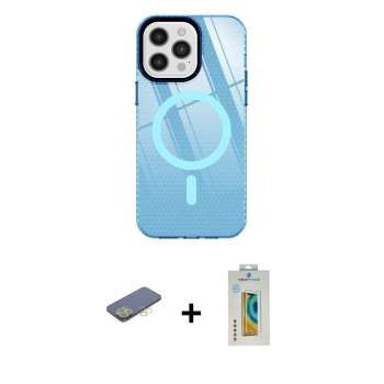 MARSİLYAN™- iPhone 12 Pro Max Kılıf Doruk Prime - Siyah Polymer Nano Ekran Koruyucu + Renkli Kamera Lens Koruma Cam - SI