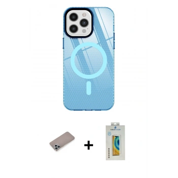 MARSİLYAN™- iPhone 12 Pro Max Kılıf Doruk Prime - Siyah Polymer Nano Ekran Koruyucu + Shine Kamera Lens Koruma Cam - SABE