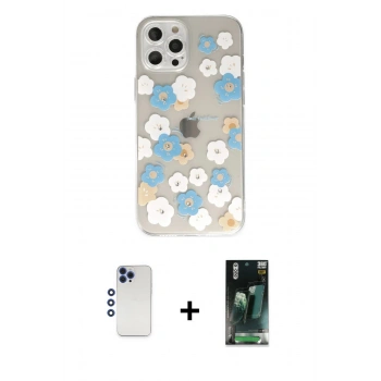 MARSİLYAN™- iPhone 12 Pro Max Kılıf Eksen Asil Prime - Şeffaf 360 Full Body Arka Koruyucu + Shine Kamera Lens - LT