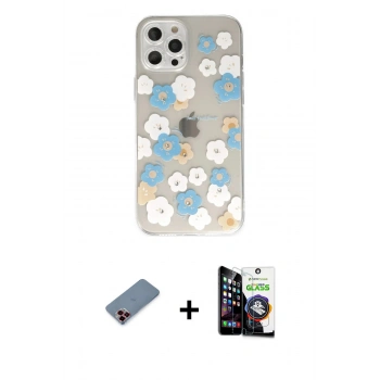 MARSİLYAN™- iPhone 12 Pro Max Kılıf Eksen Asil Prime - Şeffaf Temperli Cam Ekran Koruyucu + Metal Kamera Lens Koruma Cam - KI