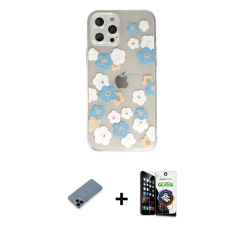 MARSİLYAN™- iPhone 12 Pro Max Kılıf Eksen Asil Prime - Şeffaf Temperli Cam Ekran Koruyucu + Shine Kamera Lens Koruma Cam - SH
