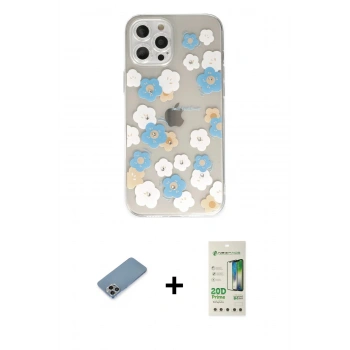 MARSİLYAN™- iPhone 12 Pro Max Kılıf Eksen Asil Prime - Siyah 20D Premium Cam Ekran Koruyucu + Shine Kamera Lens Koruma Cam - GI