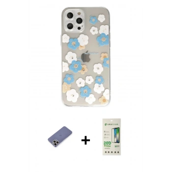 MARSİLYAN™- iPhone 12 Pro Max Kılıf Eksen Asil Prime - Siyah 20D Premium Cam Ekran Koruyucu + Metal Kamera Lens Koruma Cam - GD