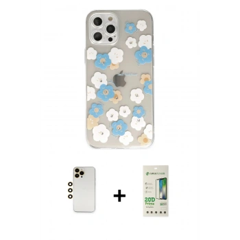 MARSİLYAN™- iPhone 12 Pro Max Kılıf Eksen Asil Prime - Siyah 20D Premium Cam Ekran Koruyucu + Shine Kamera Lens - GD