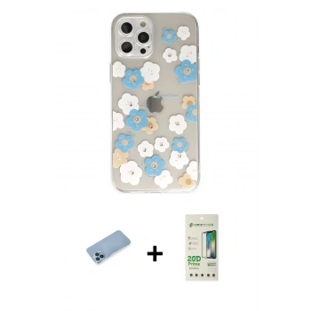 MARSİLYAN™- iPhone 12 Pro Max Kılıf Eksen Asil Prime - Siyah 20D Premium Cam Ekran Koruyucu + Shine Kamera Lens Koruma Cam - MI