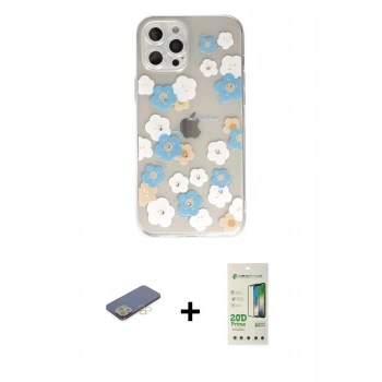 MARSİLYAN™- iPhone 12 Pro Max Kılıf Eksen Asil Prime - Siyah 20D Premium Cam Ekran Koruyucu + Renkli Kamera Lens Koruma Cam - SI