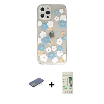 MARSİLYAN™- iPhone 12 Pro Max Kılıf Eksen Asil Prime - Siyah 20D Premium Cam Ekran Koruyucu + Renkli Kamera Lens Koruma Cam - YL
