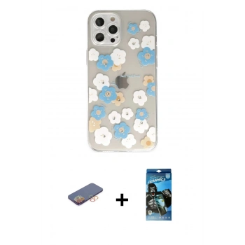 MARSİLYAN™- iPhone 12 Pro Max Kılıf Eksen Asil Prime - Siyah 34D Izgaralı Cam + Renkli Kamera Lens Koruma Cam - TU