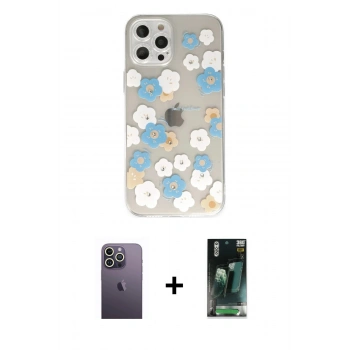 MARSİLYAN™- iPhone 12 Pro Max Kılıf Eksen Asil Prime - Siyah 360 Mat Full Body Arka Koruyucu + Neon Fosforlu Kamera Lens - BZ