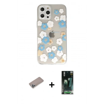 MARSİLYAN™- iPhone 12 Pro Max Kılıf Eksen Asil Prime - Siyah 360 Mat Full Body Arka Koruyucu + Shine Kamera Lens Koruma Cam - SABE