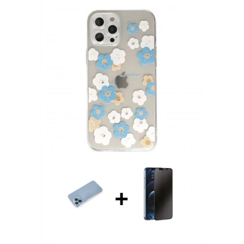 MARSİLYAN™- iPhone 12 Pro Max Kılıf Eksen Asil Prime - Siyah 3D Antistatik Hayalet Cam Ekran Koruyucu + Shine Kamera Lens Koruma Cam - MI