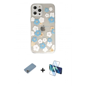 MARSİLYAN™- iPhone 12 Pro Max Kılıf Eksen Asil Prime - Siyah 3D Antistatik Seramik Nano Ekran Koruyucu + Shine Kamera Lens Koruma Cam - GI