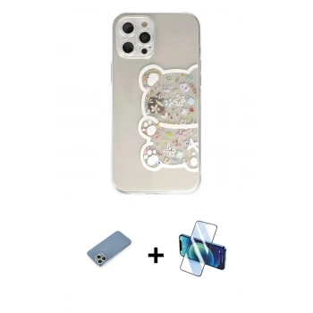 MARSİLYAN™- iPhone 12 Pro Max Kılıf Eksen Asil Prime - Siyah 3D Antistatik Seramik Nano Ekran Koruyucu + Shine Kamera Lens Koruma Cam - GS