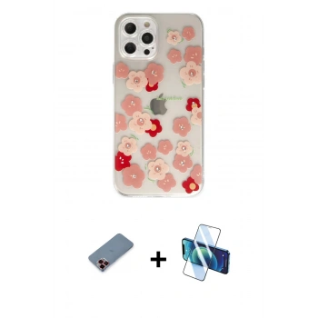 MARSİLYAN™- iPhone 12 Pro Max Kılıf Eksen Asil Prime - Siyah 3D Antistatik Seramik Nano Ekran Koruyucu + Metal Kamera Lens Koruma Cam - KI