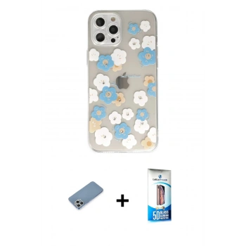 MARSİLYAN™- iPhone 12 Pro Max Kılıf Eksen Asil Prime - Siyah 5D Eko Cam Ekran Koruyucu + Shine Kamera Lens Koruma Cam - GS