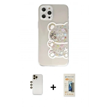 MARSİLYAN™- iPhone 12 Pro Max Kılıf Eksen Asil Prime - Siyah 6D Mat Seramik Hayalet Nano Ekran Koruyucu + Shine Kamera Lens - GD