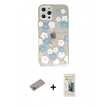 MARSİLYAN™- iPhone 12 Pro Max Kılıf Eksen Asil Prime - Siyah 6D Mat Seramik Hayalet Nano Ekran Koruyucu + Shine Kamera Lens Koruma Cam - SABE